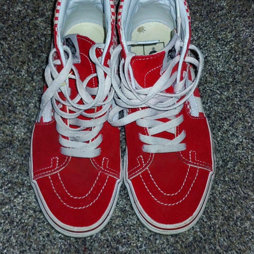Red checkered hightop vans